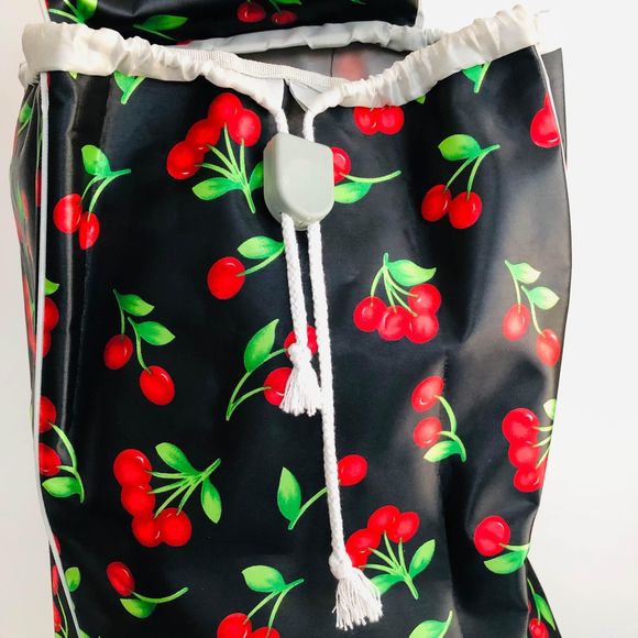 Large Rolling Shopping Tote Bag on Wheels Cherry Theme - Picture 9 of 14